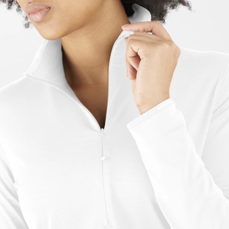 Chaquetas Salomon Essential Lightwarm Half Zip Mujer Blancos | MX KVUQ235